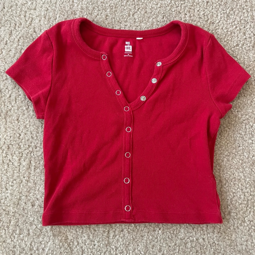 Urban Outfitters red buttoned crop top